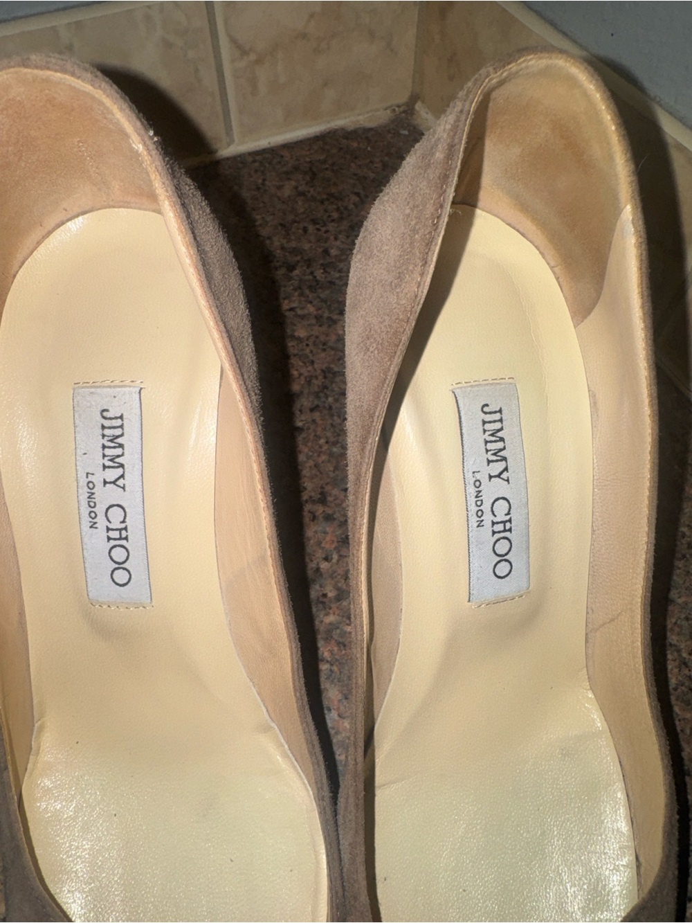 Jimmy Choo vintage Taupe Suede Pointed-Toe Pumps - Picture 2 of 7